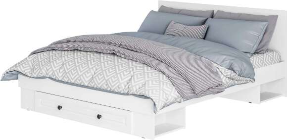 Кровать с проложками ДСП и ящиками Софт КР-16 (1,6), Белый