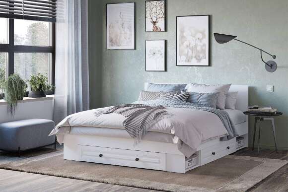 Кровать с проложками ДСП и ящиками Софт КР-16 (1,6), Белый