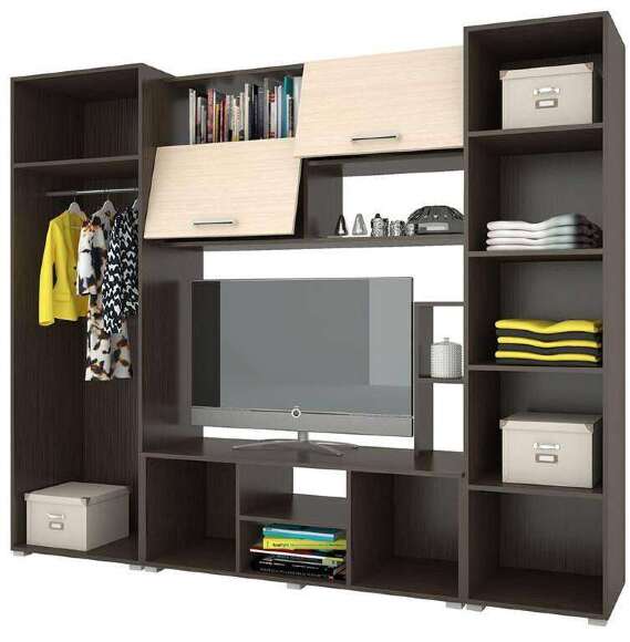 Стенка для гостиной Флора-2 (Горизонт) Венге / Дуб молочный