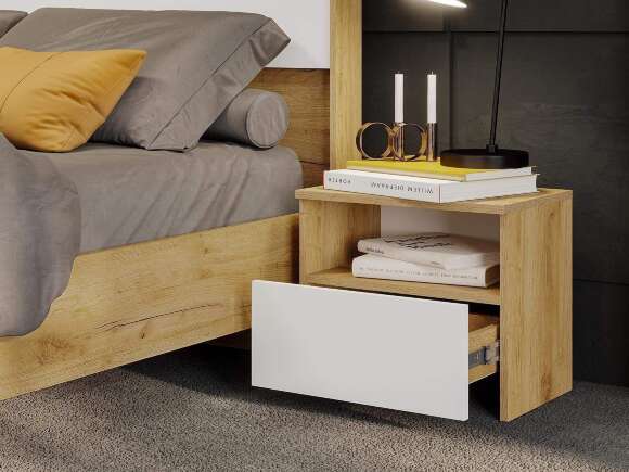 Спальня Некст 1 вар. 1 / Дуб золотой/Белый
