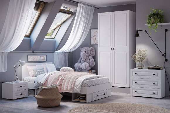 Кровать с реечным настилом и ящиками Софт КР-01 (0,9), Белый